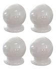 Kit com 4 Puxadores Para Gaveta Cômoda Armário Guarda Roupa Formato de Bolinha Plástico Branco