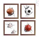 Kit com 4 Quadros Decorativos - Bolas 3D Kit com 4 Quadros Decorativos - Bolas 3D