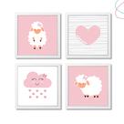 Kit com 4 Quadros Decorativos Carneirinho moldura e vidro Kit com 4 Quadros Decorativos Carneirinho moldura e vidro