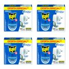 Kit Com 4 Raid Repelente Elétrico 45 Noites Aparelho+Refil