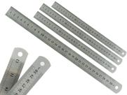 Kit Com 4 Réguas Metal Leve De Aço Inoxidável Tamanho 30 cm Marcação Baixo Relevo Escolar Escritório Engenheiro