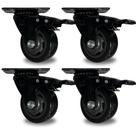Kit com 4 Rodinhas Reforçadas 75mm Preta com Rolamento Rodízio Black 400kg para Móveis Rack Armário Sofá