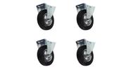 Kit com 4 rodízio fixo de borracha 125mm - 5 polegadas - jst Kit com 4 rodízio fixo de borracha 125mm - 5 polegadas - jst