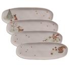 Kit com 4 Travessas Oval Rasa Grande Orgânico Christmas Card 36x13cm