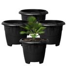Kit com 4 Vasos de Chão Redondos Médios 9 Litros para Plantas e Jardins