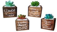 Kit com 4 VASOS FRASES PINUS PEQUENO QUADRADO