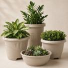 Kit com 4 Vasos Redondo Texturizados Decorativos Para Plantas Flor Jardim Temperos Suculentas