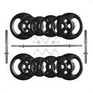 Kit com 40 Kg de Anilhas Ferro Fundido + Barras de Supino e Halteres Kit com 40 Kg de Anilhas Ferro Fundido + Barras de Supino e Halteres