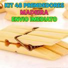 Kit com 48 Prendedores de Roupa em Madeira - prededor medio para utilizar no dia a dia