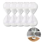Kit Com 5 Ampulhetas Decorativas Vidro Areia Fina Dourada Branca Prata Relógio De Mesa Vintage