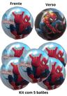 Kit com 5 balões Homem Aranha 45cm contém 2 estampas frente e verso