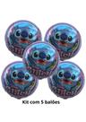 Kit com 5 balões Stitch 45cm redondo metalizado