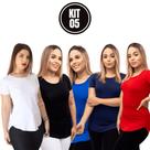 Kit com 5 Blusa manga curta Feminina Max T shirt longa long line comprida use com legging várias cores atacado