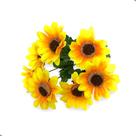 Kit com 5 Buquês de Girassol Artificial Com 7 Flores Miolo Marrom