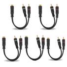 Kit com 5 Cabos Y RCA para Som Automotivo Saída Fêmea ou Macho Emborrachado e Flexível