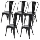 Kit Com 5 Cadeira Tolix Iron Aço Carbono Industrial - Preto Kit Com 5 Cadeira Tolix Iron Aço Carbono Industrial - Preto