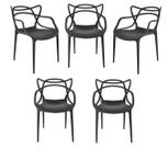 Kit com 5 Cadeiras Allegra Sala de Jantar Restaurantes Fixa Preta Kit com 5 Cadeiras Allegra Sala de Jantar Restaurantes Fixa Preta