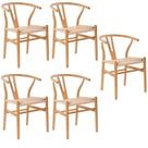 Kit com 5 Cadeiras para Sala de Jantar Wishbone Madeira Maciça