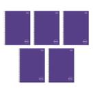 Kit com 5 Cadernos Universitário Espiral Tilibra com 96 Folhas Pautadas Zoom Roxo Escolar Aula