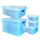 kit com 5 Caixas Cestos Organizadores Resistente e Empilháveis - Mixxnova
