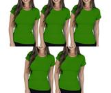 Kit com 5 Camisas Camisetas Blusas Baby Looks T-shirts Masculina Feminina Slim Básica 100% Algodão