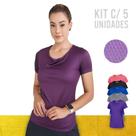KIT com 5 CAMISETAS Blusinha DRY FIT Tecido Furadinho feminina Academia Corrida Yoga 1010