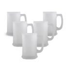 Kit Com 5 Canecas Para Chopp Ou Cerveja Com Vidro Jateado Fosca Para Bar Restaurante 300ml De Alta Resistencia