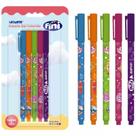 Kit com 5 canetas em gel fini 0,6mm com corpo estampado