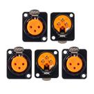 Kit com 5 Conectores XLR Fêmea Painel Profissional Laranja Kit com 5 Conectores XLR Fêmea Painel Profissional Laranja