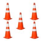 Kit com 5 Cones de Sinalização Trânsito em PVC 75 cm Laranja e Branco Kit com 5 Cones de Sinalização Trânsito em PVC 75 cm Laranja e Branco
