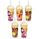 Kit com 5 Copos Princesas Disney Dourado p/ Festa Infantil Doces e Lembranças