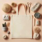 kit com 5 ecobags 25x25cm sacola ecológica Lisa - 100% Algodão cru