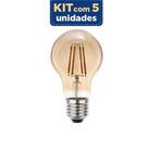 Kit Com 5 Lâmpada LED Bulbo Retro Filamento A60 E-27 4W 2200K Blumenau