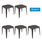 Kit com 5 Mesas de Plástico Monobloco Preta