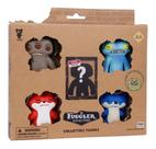 Kit com 5 Mini Bonecos Fuggler 6cm Marrom, Tie-Dye, Azul e Vermelho