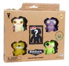 Kit com 5 Mini Bonecos Fuggler 6cm Verde, Tie-Dye, Roxo e Amarelo
