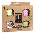 Kit com 5 Mini Bonecos Fuggler 6cm Zebra, Rosa, Verde e Amarelo