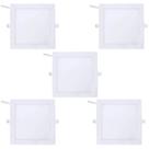 Kit Com 5 Painel Led 18w Embutir Quadrado 6500k Branco Frio