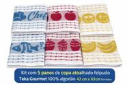 Kit com 5 Panos de Copa Atoalhado Felpudo Teka Gourmet 100% Algodão 42x63 cm Sortidos Kit com 5 Panos de Copa Atoalhado Felpudo Teka Gourmet 100% Algodão 42x63 cm Sortidos