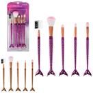 Kit com 5 Pincéis de maquiagem Chanfrado, p/ Sombras, Arredondado, Côncavo e Esfuma