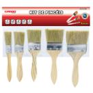 Kit Com 5 Pincéis Trincha com Cabo de Madeira Para Pintura Kit Com 5 Pincéis Trincha com Cabo de Madeira Para Pintura