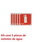 Kit com 5 placas de sinalização extintor de água 15 X 15 cm