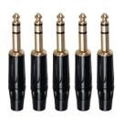 Kit com 5 Plug Conector P10 Cirilo Cabos Estéreo 6mm Preto