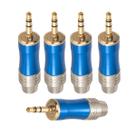 Kit com 5 Plug Estéreo P2 - Metal Azul