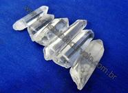Kit com 5 Pontas de Cristal Lemuriano Furadas Lateralmente para Colares e Artesanato