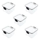 Kit Com 5 Potes Herméticos Com Tampa De Vedação Empilhável Cor Incolor