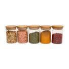 Kit com 5 Potes Herméticos de Vidro com Tampa de Bambu 250mL - Oikos