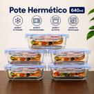 Kit Com 5 Potes Para Alimentos Quality House 640ml Hermético