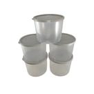 Kit com 5 Potes Plásticos Fume Cinza 1 Litro com Tampa Cinza - Decore Casa