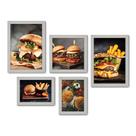 Kit Com 5 Quadros Decorativos - Hamburguer Hamburgueria Cozinha - 132kq01b